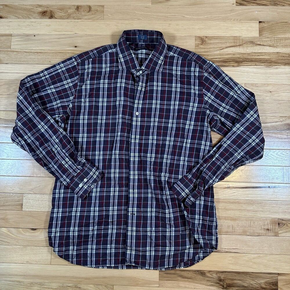 Peter Millar Collection Multi-color Plaid Red and Blue Sport Shirt XL Cotton